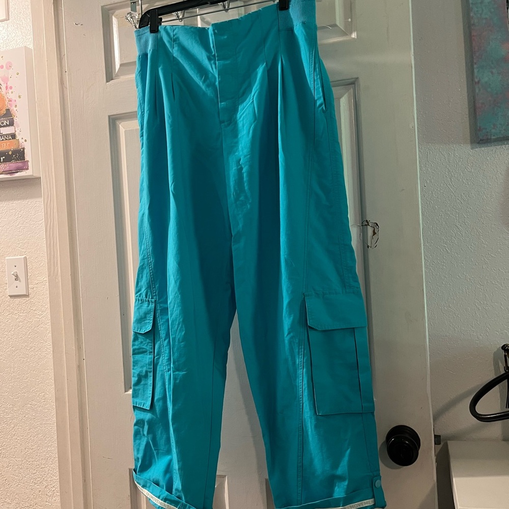 Free People Teal Cargo Pants